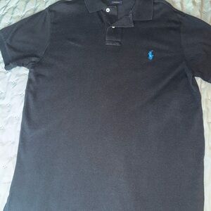 Men's Black Polo Shirt with Blue Logo